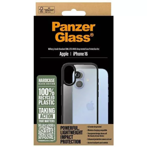 PanzerGlass HardCase tok iPhone 16 - fekete
