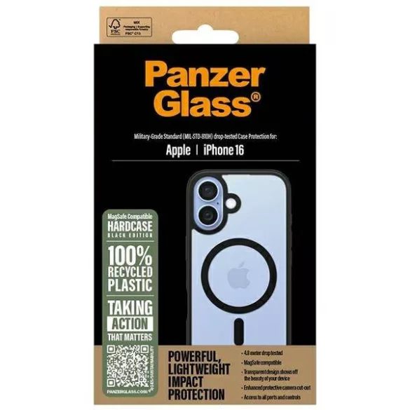 PanzerGlass HardCase MagSafe-kompatibilis tok iPhone 16 - fekete