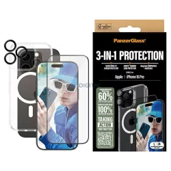   PanzerGlass 3 az 1-ben csomag iPhone 16 Pro 6,3" D3O keménytok + UWF+ képernyővédő + B1292+2862+1284 lencse