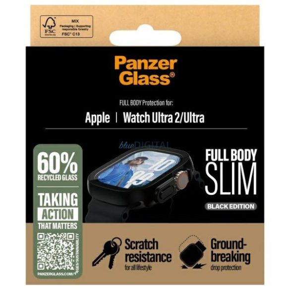 PanzerGlass Full Body Slim edzett üveg fekete szegéllyel Apple Watch Ultra/Ultra2 (49mm)