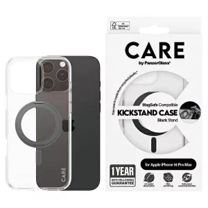 PanzerGlass Feature Kickstand MagSafe-kompatibilis tok iPhone 16 Pro Max - fekete-átlátszó