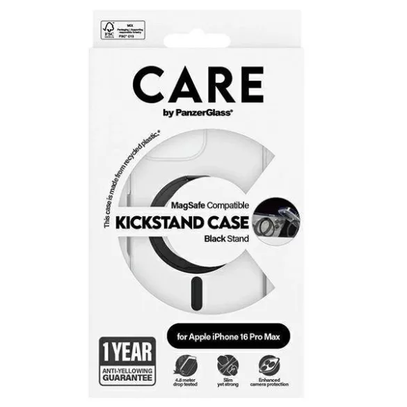 PanzerGlass Feature Kickstand MagSafe-kompatibilis tok iPhone 16 Pro Max - fekete-átlátszó