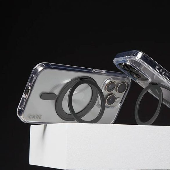 PanzerGlass Feature Kickstand MagSafe-kompatibilis tok iPhone 16 - fekete-átlátszó