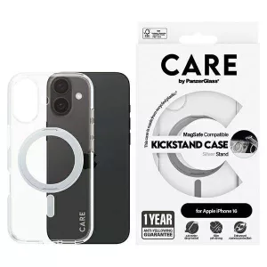 PanzerGlass Feature Kickstand MagSafe-kompatibilis tok iPhone 16 - ezüst színű