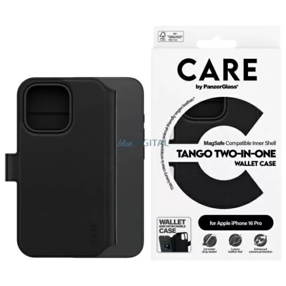 PanzerGlass Feature Tango MagSafe-kompatibilis könyvtok iPhone 16 Pro - fekete