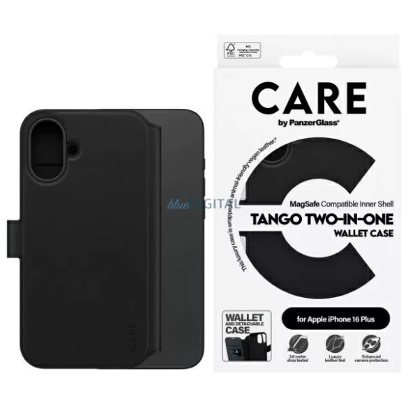 PanzerGlass Feature Tango MagSafe-kompatibilis könyvtok iPhone 16 Plus - fekete