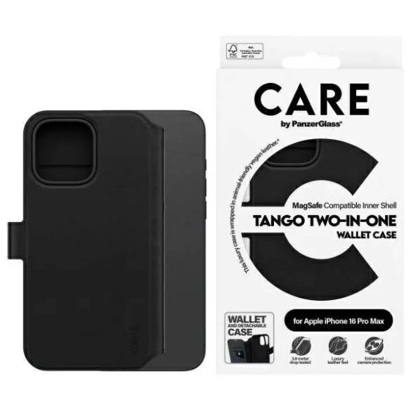 PanzerGlass Feature Tango MagSafe-kompatibilis könyvtok iPhone 16 Pro Max - fekete