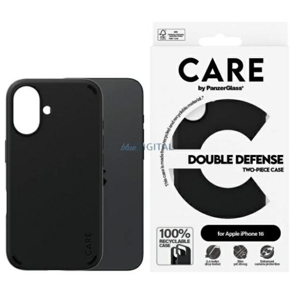 PanzerGlass Feature Double Defense tok iPhone 16 - fekete