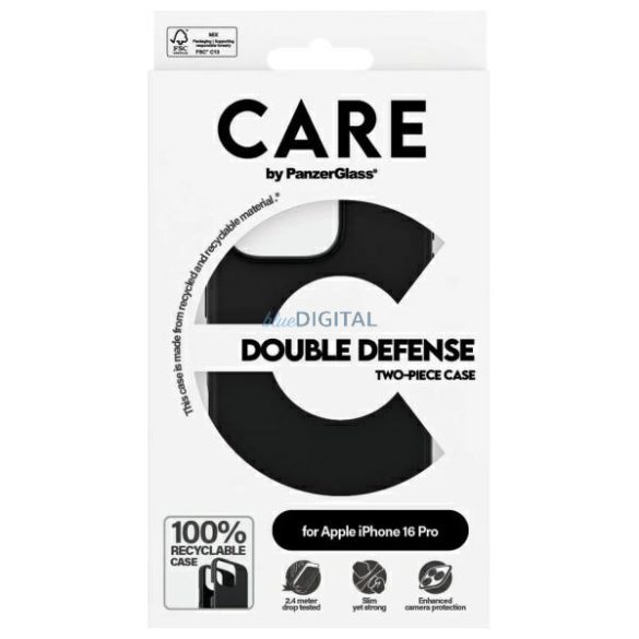 CARE by PanzerGlass Feature Double Defense tok iPhone 16 Pro - fekete