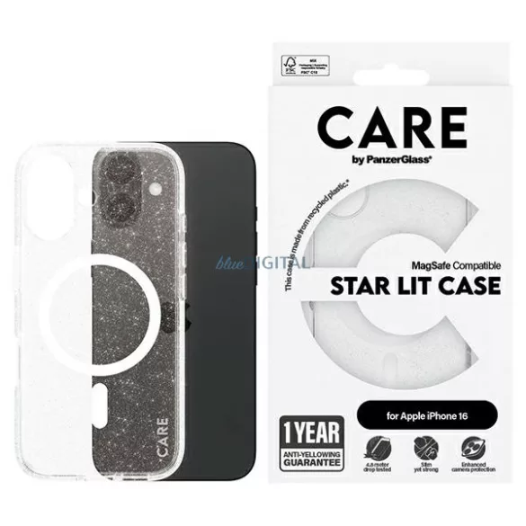 PanzerGlass Flagship Star Lit MagSafe-kompatibilis tok iPhone 16 - fehér