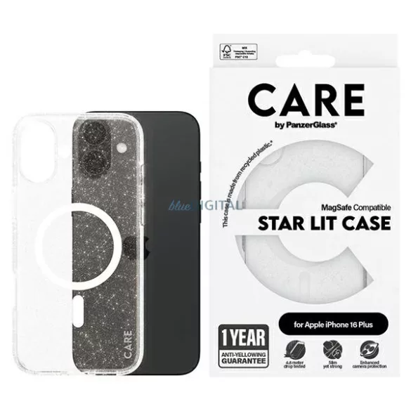 PanzerGlass Flagship Star Lit MagSafe-kompatibilis tok iPhone 16 Plus - fehér