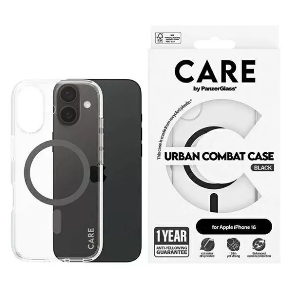 PanzerGlass Flagship MagSafe-kompatibilis tok iPhone 16 - fekete-átlátszó