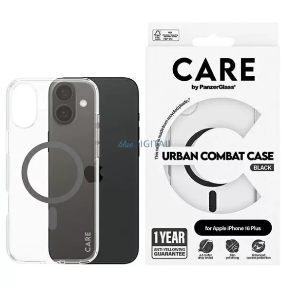 PanzerGlass Flagship MagSafe-kompatibilis tok iPhone 16 Plus - fekete-átlátszó