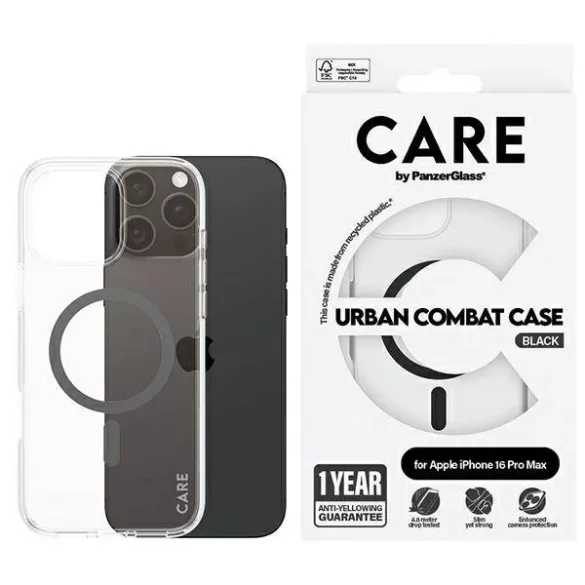 PanzerGlass Flagship MagSafe-kompatibilis tok iPhone 16 Pro Max - fekete-átlátszó