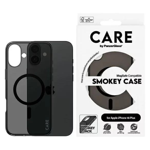 PanzerGlass Flagship MagSafe-kompatibilis tok iPhone 16 Plus - fekete átlátszó