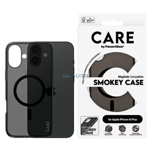 PanzerGlass Flagship MagSafe-kompatibilis tok iPhone 16 Plus - fekete átlátszó