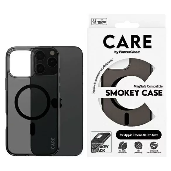 PanzerGlass Flagship MagSafe-kompatibilis tok iPhone 16 Pro Max - fekete átlátszó