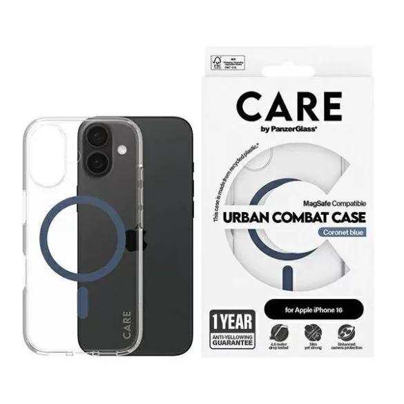 PanzerGlass Flagship MagSafe-kompatibilis tok iPhone 16 - kék