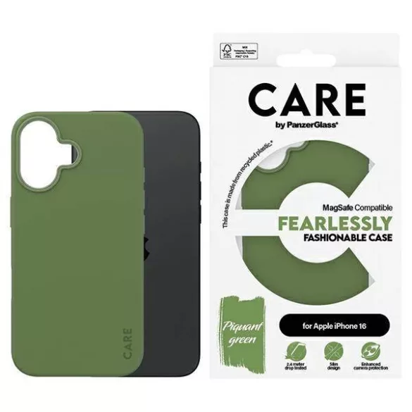 PanzerGlass Fashion MagSafe-kompatibilis tok iPhone 16 - zöld