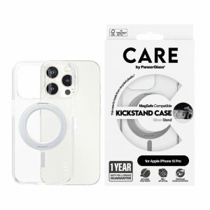 CARE by PanzerGlass kitámasztható MagSafe tok iPhone 15 Pro - ezüst