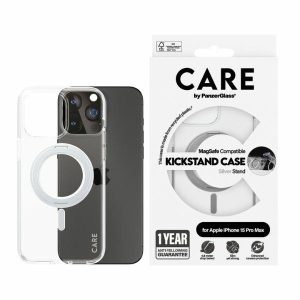 CARE by PanzerGlass kitámasztható MagSafe tok iPhone 15 Plus - ezüst