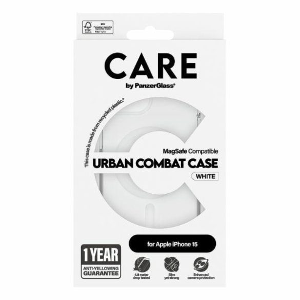 CARE by PanzerGlass Urban Combat MagSafe tok iPhone 15 - fehér