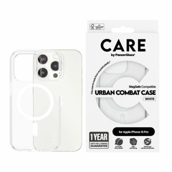 CARE by PanzerGlass Urban Combat MagSafe tok iPhone 15 Pro - fehér