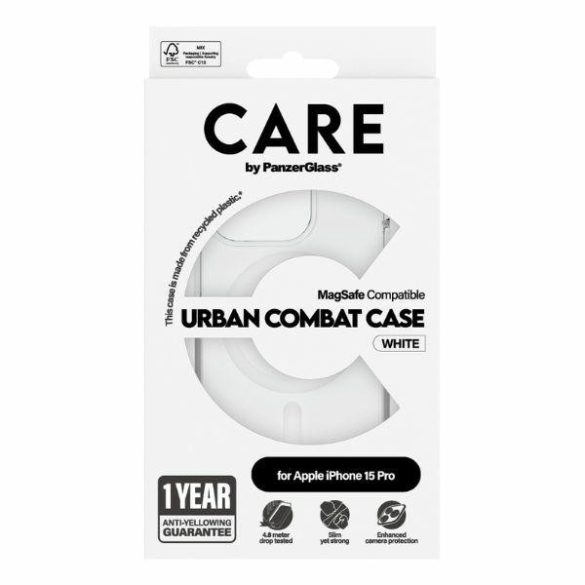 CARE by PanzerGlass Urban Combat MagSafe tok iPhone 15 Pro - fehér