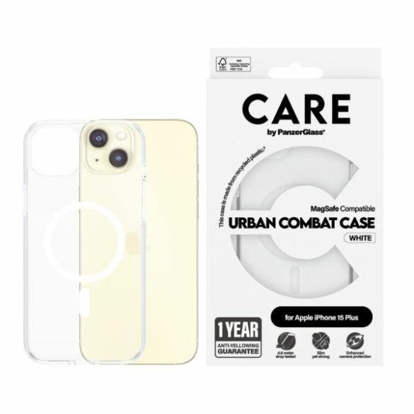 CARE by PanzerGlass Urban Combat MagSafe tok iPhone 15 Plus - fehér