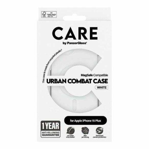 CARE by PanzerGlass Urban Combat MagSafe tok iPhone 15 Plus - fehér