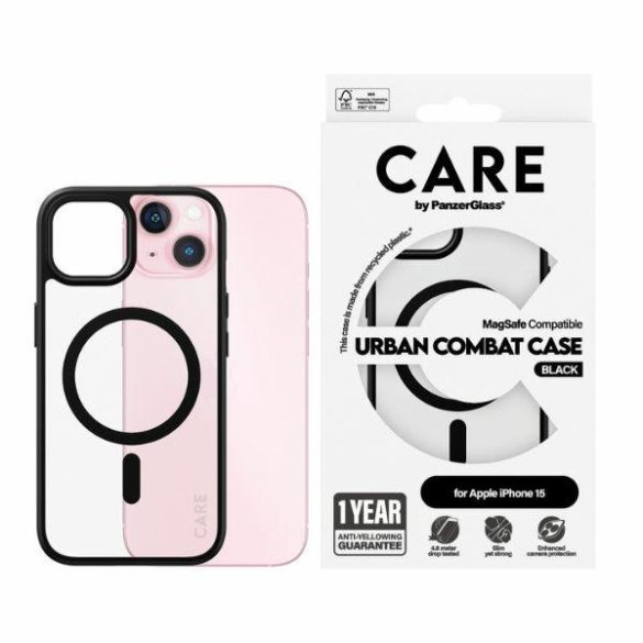 CARE by PanzerGlass Urban Combat MagSafe tok iPhone 15 - fekete