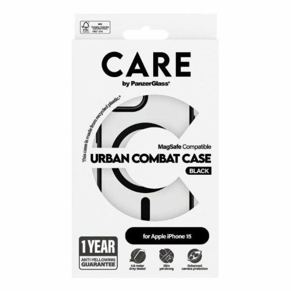 CARE by PanzerGlass Urban Combat MagSafe tok iPhone 15 - fekete