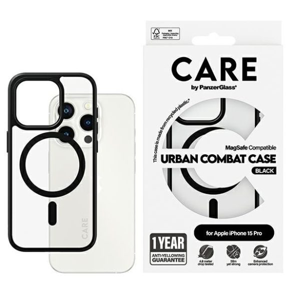 CARE by PanzerGlass Urban Combat MagSafe tok iPhone 15 Pro - fekete