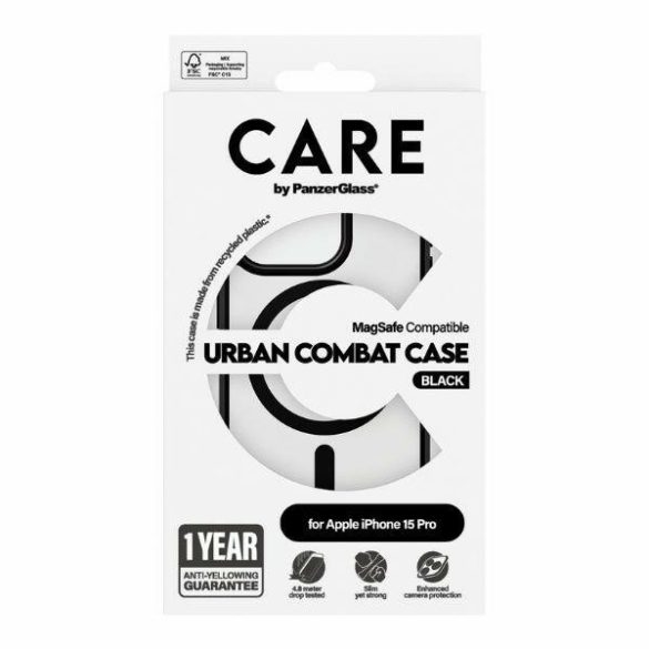 CARE by PanzerGlass Urban Combat MagSafe tok iPhone 15 Pro - fekete