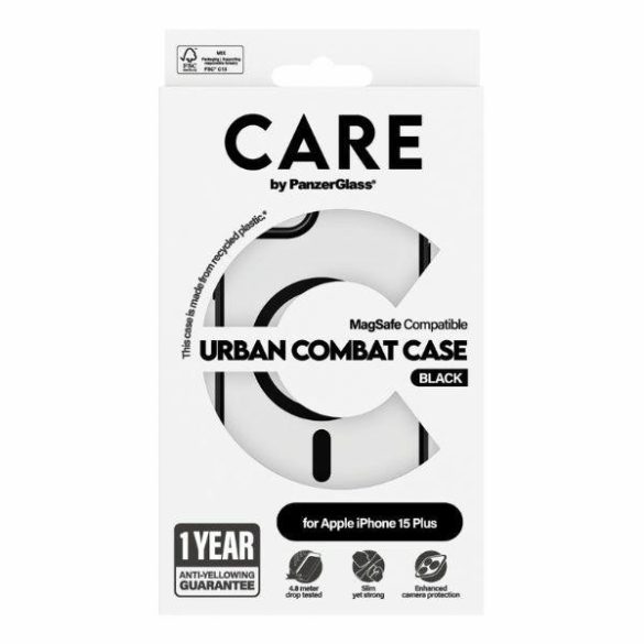 CARE by PanzerGlass Urban Combat MagSafe tok iPhone 15 Plus - fekete