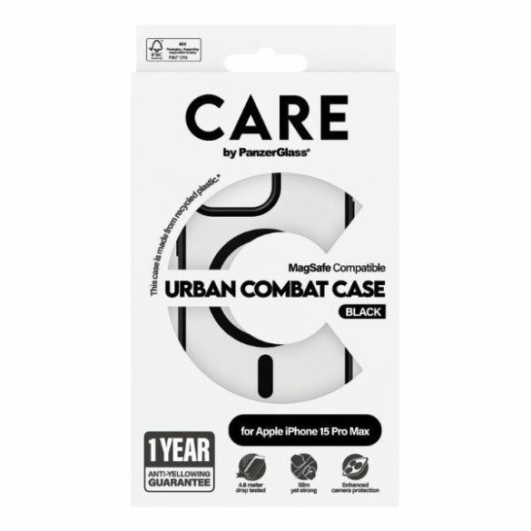 CARE by PanzerGlass Urban Combat MagSafe tok iPhone 15 Pro Max - fekete