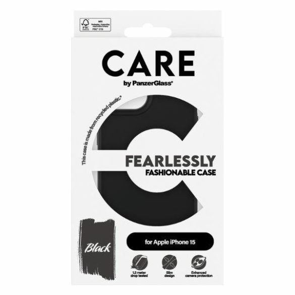 CARE by PanzerGlass Fearlessly Fashionable tok iPhone 15 - fekete