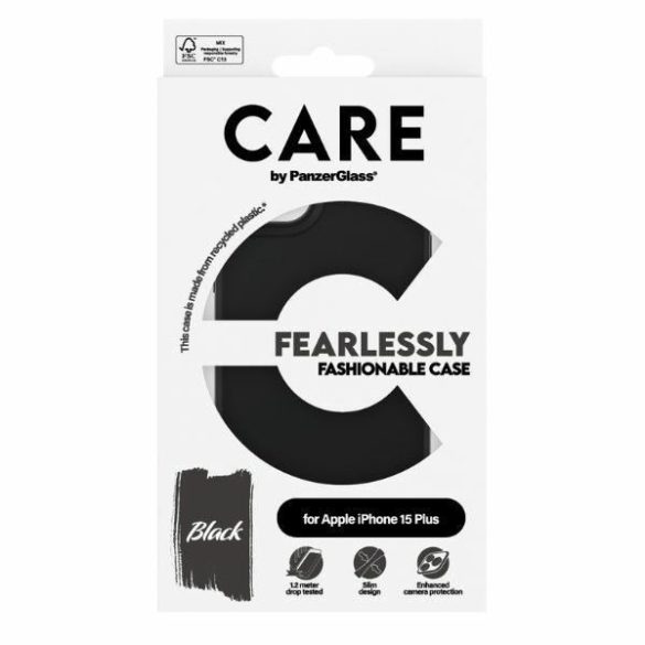 CARE by PanzerGlass Fearlessly Fashionable tok iPhone 15 Plus - fekete