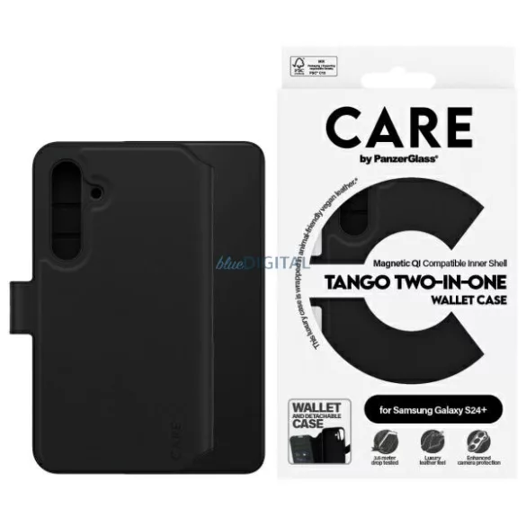 CARE by PanzerGlass Feature Tango 2in1 Wallet könyvtok Samsung Galaxy S24 Plus - fekete