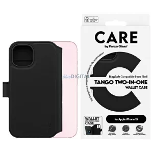 CARE by PanzerGlass Feature Tango 2in1 Wallet MagSafe-kompatibilis könyvtok iPhone 15 - fekete