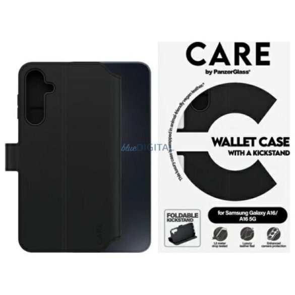 CARE by PanzerGlass Feature Kickstand Wallet könyvtok Samsung Galaxy A16 4G/5G - fekete