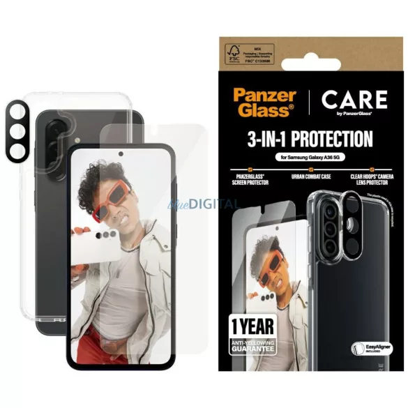 CARE by PanzerGlass Flagship 3az1-ben védőszett tok+üveg+lencse Samsung Galaxy A36 5G