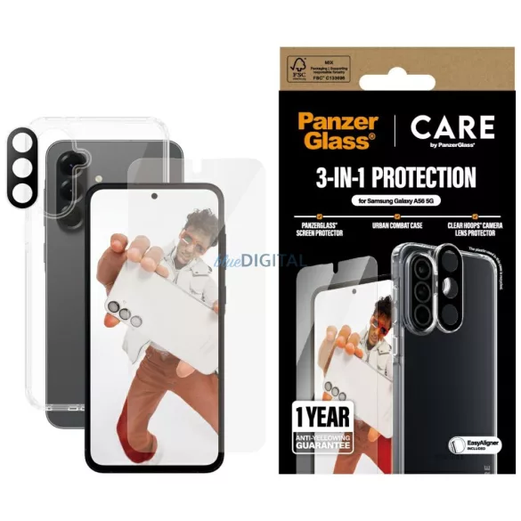 CARE by PanzerGlass Flagship 3az1-ben védőszett tok+üveg+lencse Samsung Galaxy A56 5G