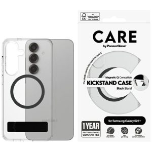 PanzerGlass Feature Black Kickstand & QI MagSafe-kompatibilis tok Samsung Galaxy S25 Plus - átlátszó