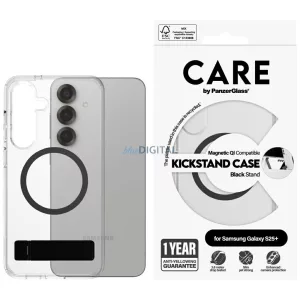 PanzerGlass Feature Black Kickstand & QI MagSafe-kompatibilis tok Samsung Galaxy S25 Plus - átlátszó