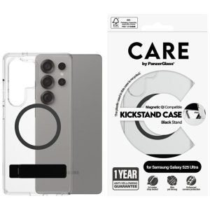 PanzerGlass Feature Black Kickstand & QI MagSafe-kompatibilis tok Samsung Galaxy S25 Ultra - átlátszó