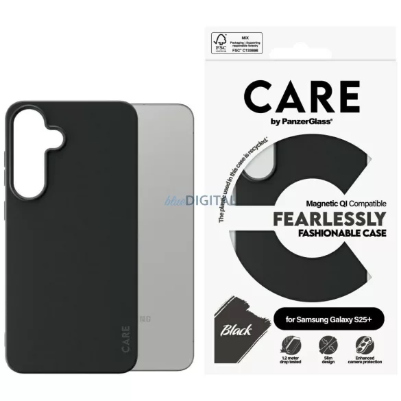 PanzerGlass Fashion QI MagSafe-kompatibilis tok Samsung Galaxy S25 Plus - fekete