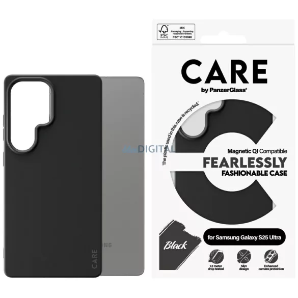 PanzerGlass Fashion QI MagSafe-kompatibilis tok Samsung Galaxy S25 Ultra - fekete