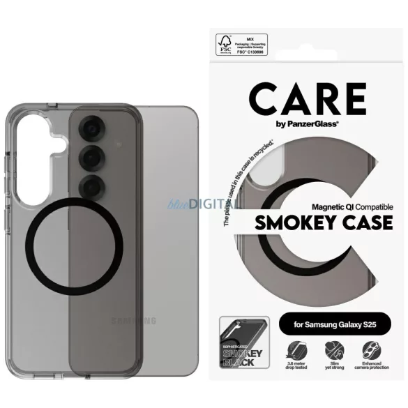 PanzerGlass Flagship Urban Combat Black QI MagSafe-kompatibilis tok Samsung Galaxy S25 - füstszürke