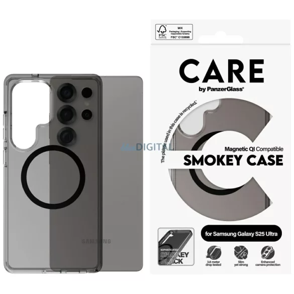 PanzerGlass Flagship Urban Combat Black QI MagSafe-kompatibilis tok Samsung Galaxy S25 Ultra - füstszürke